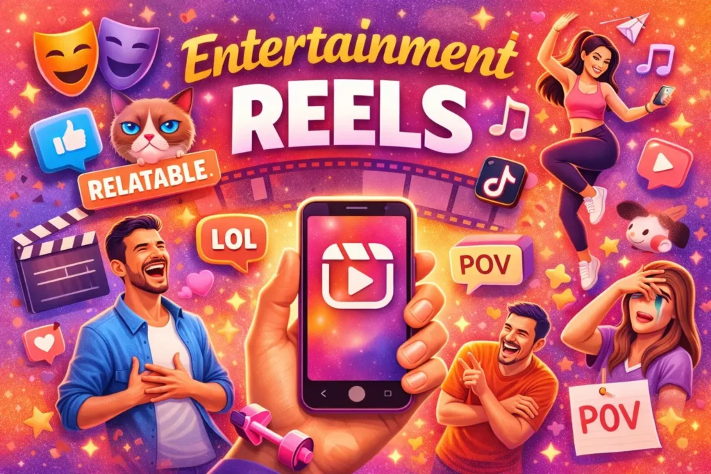 Entertainment Instagram Reels ideas with comedy, memes, and relatable content.