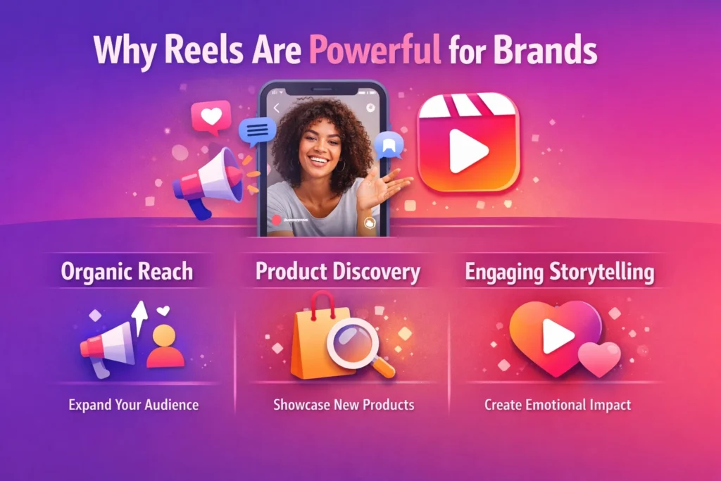 This image shows how Instagram Reels help brands increase their reach and engagement.