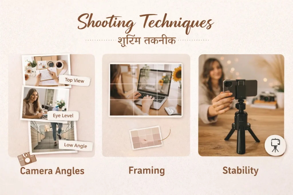 Techniques for camera angles, framing, and stability when shooting Instagram Reels.