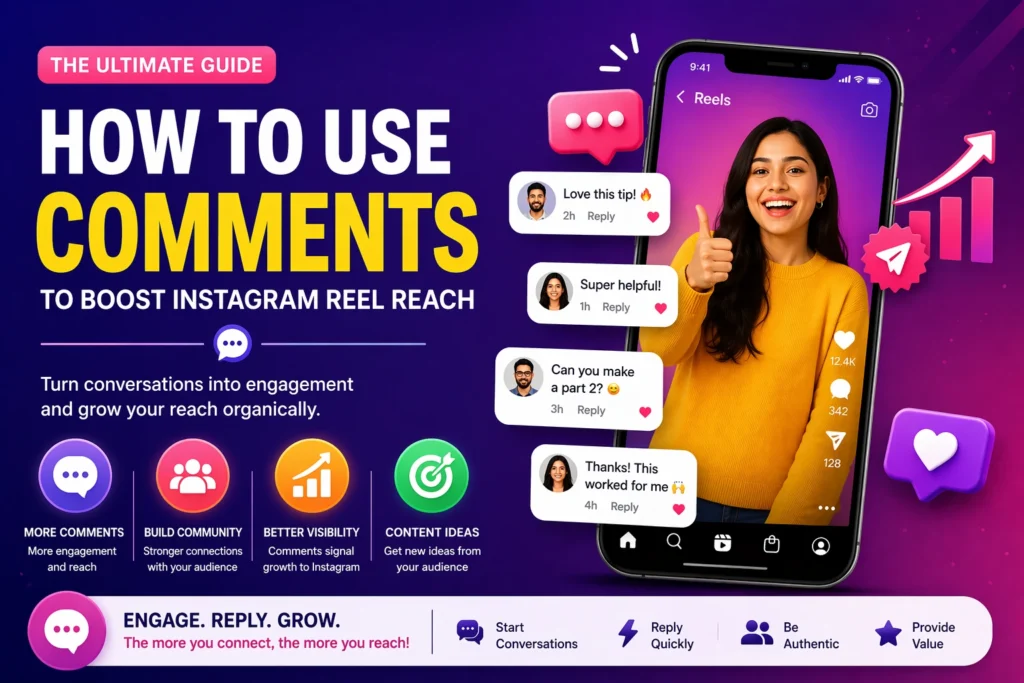 Feature image showing how Instagram comments help increase Reel engagement, visibility, and reach.
