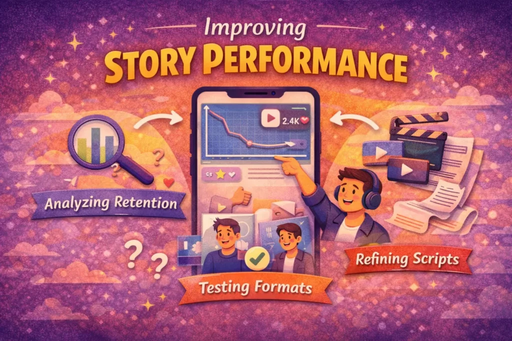 Improving Instagram Reels performance by analyzing retention testing formats and refining scripts.
