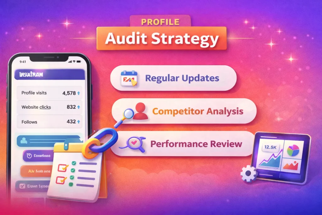 Instagram profile audit dashboard that displays analytics, competitor analysis, and performance tracking.