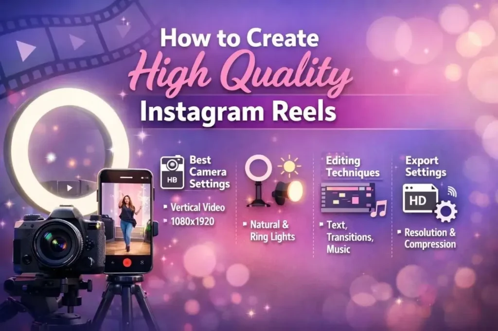 A guide to creating excellent Instagram Reels, featuring tips on camera, lighting, editing, and exporting.