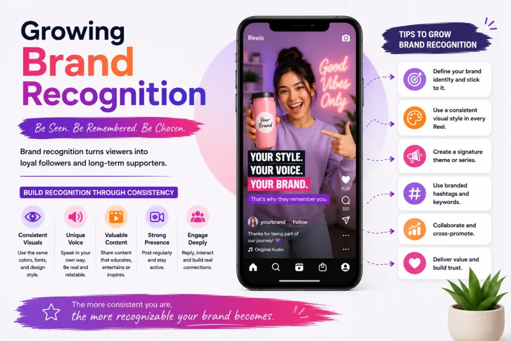 Brand identity strategy for Instagram Reels, featuring tips on audience growth and branding.