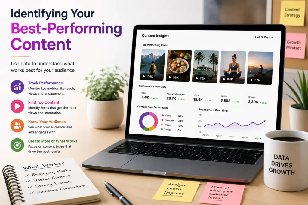 Instagram Analytics is showing the best-performing Reels.